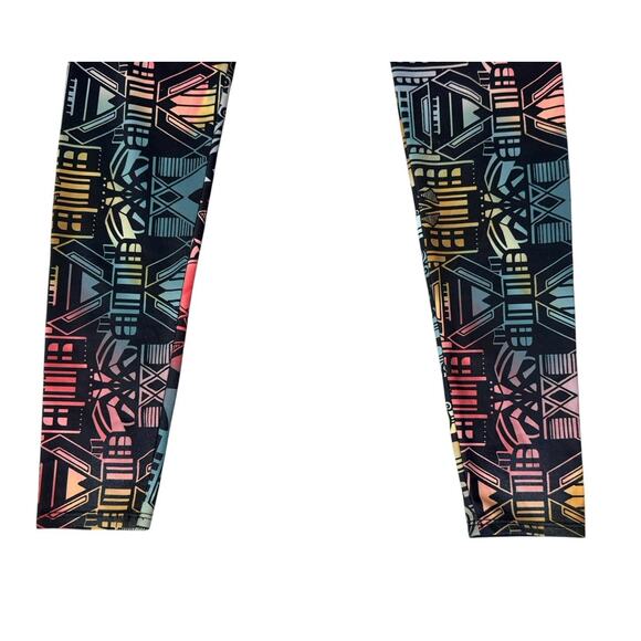 ONZIE Rainbow Geometric Abstract Low Rise Leggings Hot Yoga Pants Size S/M - Picture 6 of 8